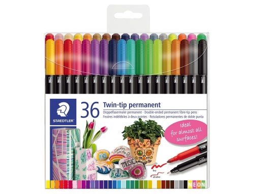 Marcador staedtler permanente dupla ponta 3187 estojo de 36 unidades cores sortidas , Staedtler , 152067 , 4007817042977